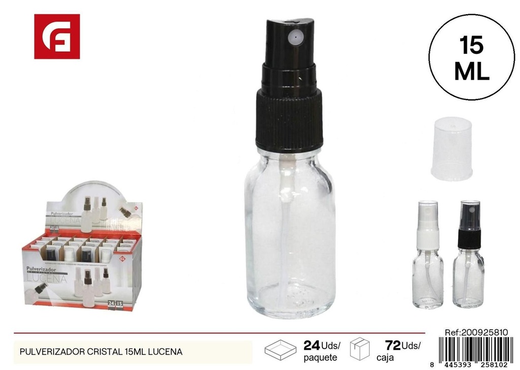 Pulverizador de cristal de 15 ml Lucena - Utensilios de cocina y pulverizadores