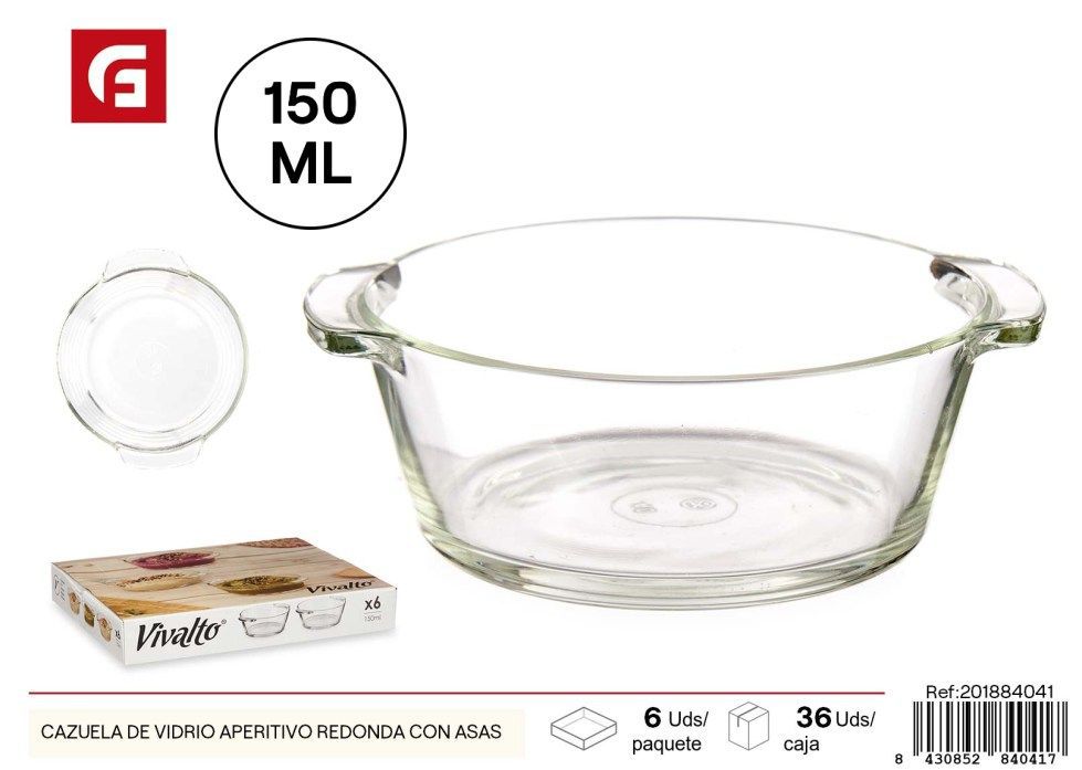 Cazuela de vidrio aperitivo redonda con asas - Utensilios de cocina y presentación