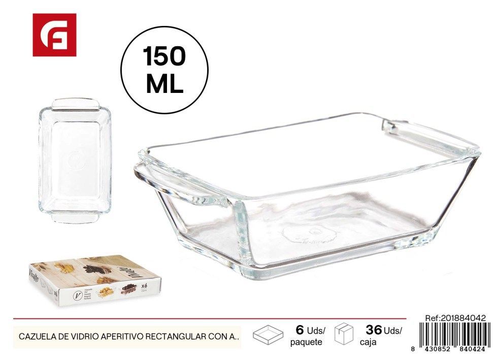 Cazuela de vidrio aperitivo rectangular con asas - Utensilios de cocina y presentación