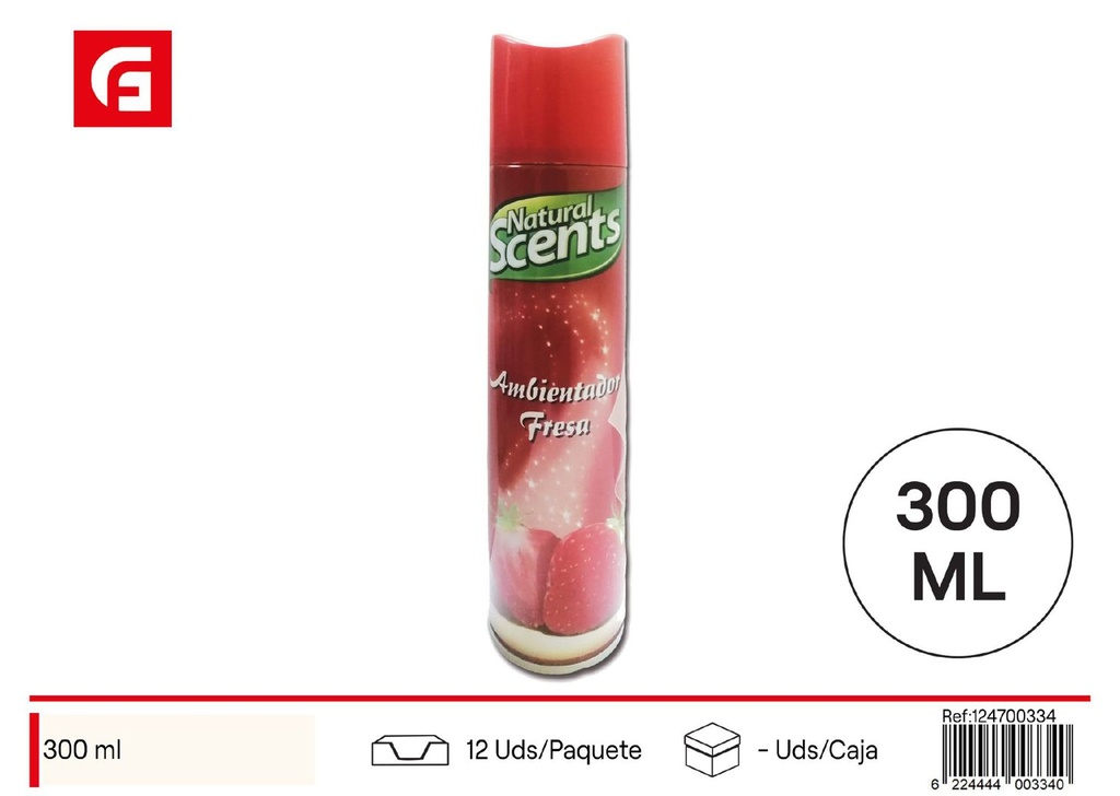 Aerosol ambientador spray fresa 300ml Natural Scents - Ambientador spray natural