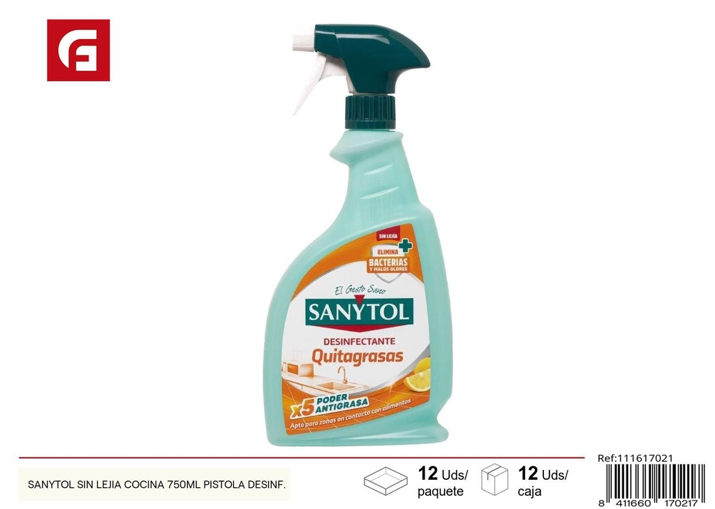 Limpieza SANYTOL sin lejía para cocina (750ml) - Productos de limpieza multiusos