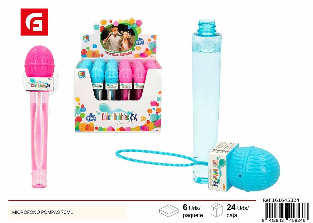 MICRÓFONO de pompas 70 ml - Diversión y magia a través de burbujas