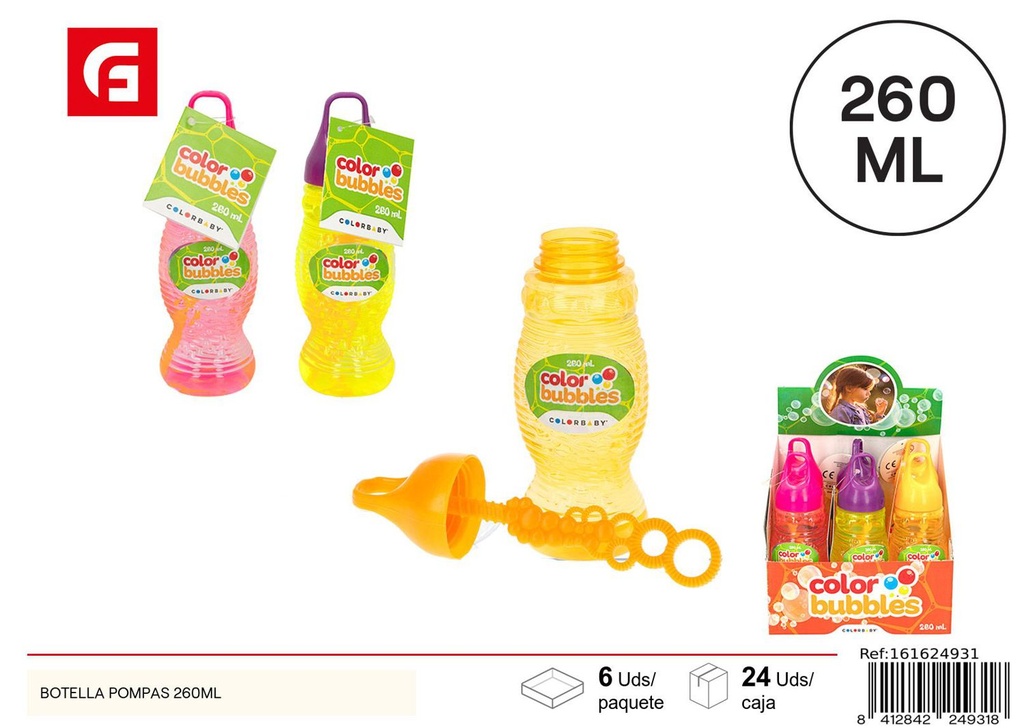 Botella de pompas 260ml - Artículos para burbujas