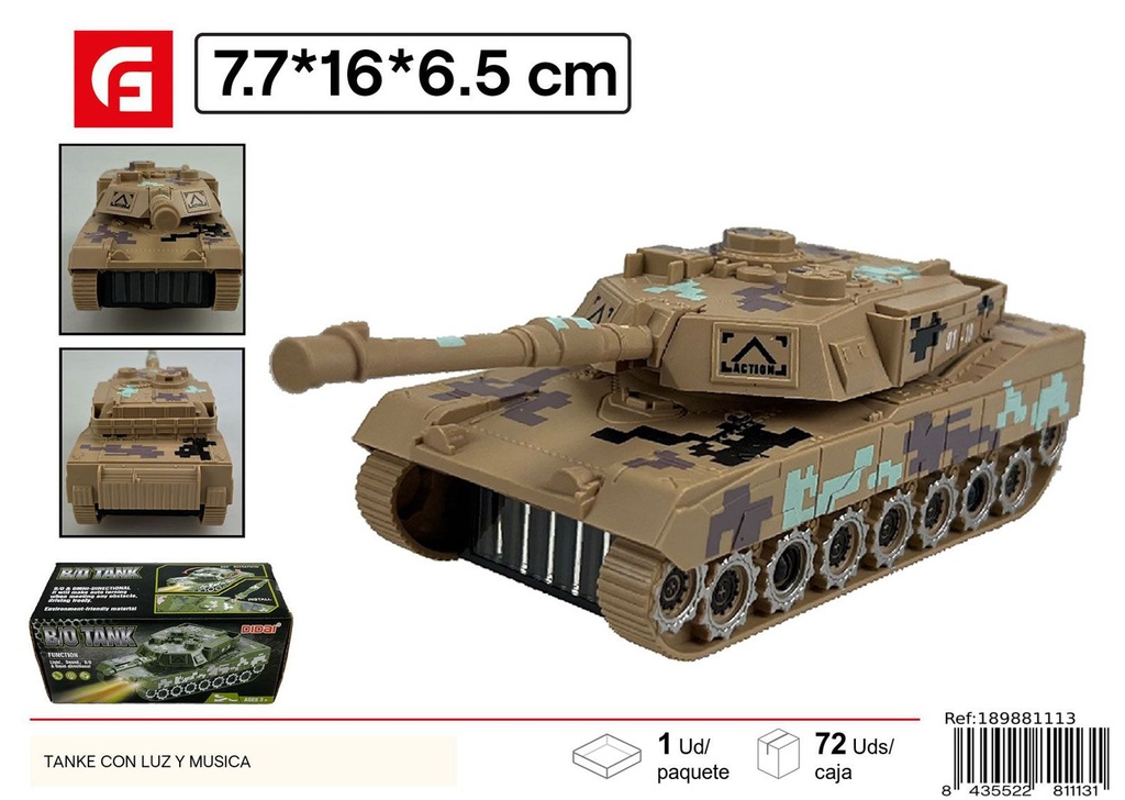 Tanque con luces y música - Juguete militar educativo para niños