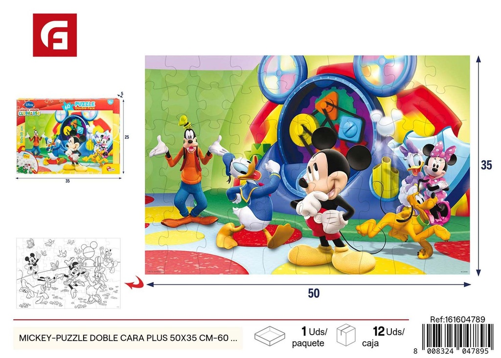 Puzzle doble cara de Mickey 60 piezas 50*35 cm - Juguete educativo de diversión