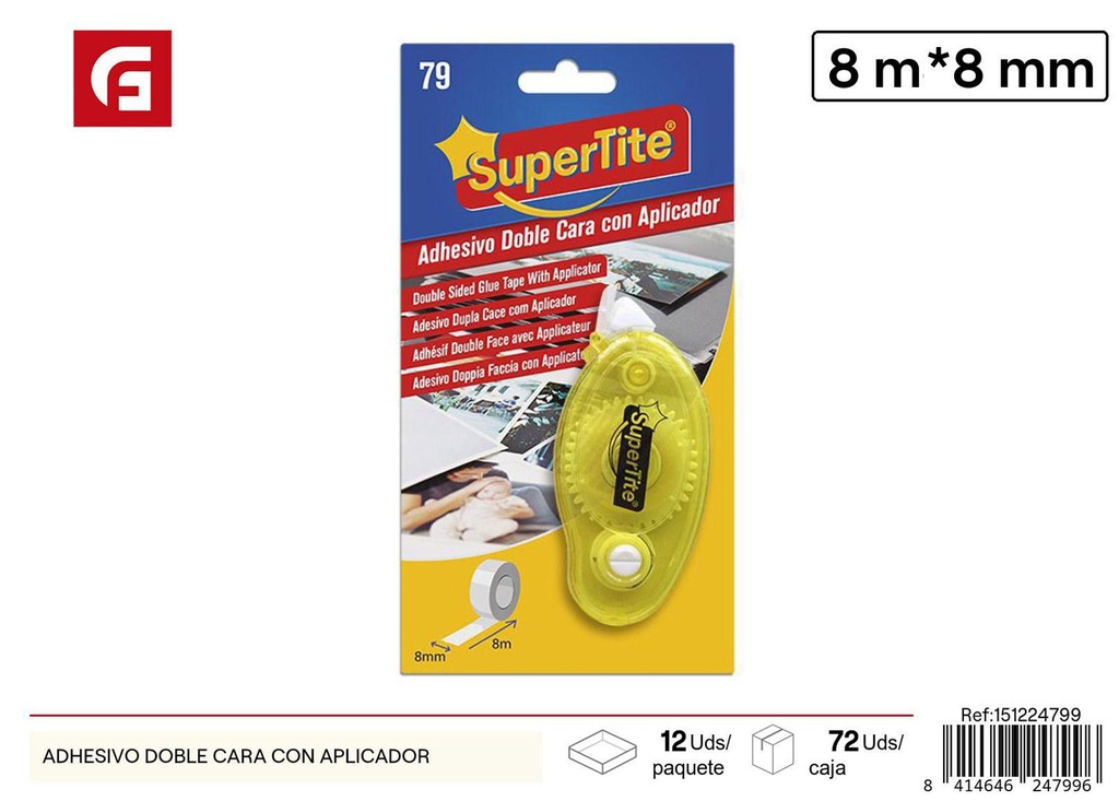 Adhesivo doble cara con aplicador - Herramientas de manualidades y pegado