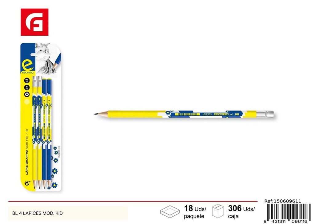 Lápices Mod. Kid BL 4 - Material escolar para escribir y dibujar