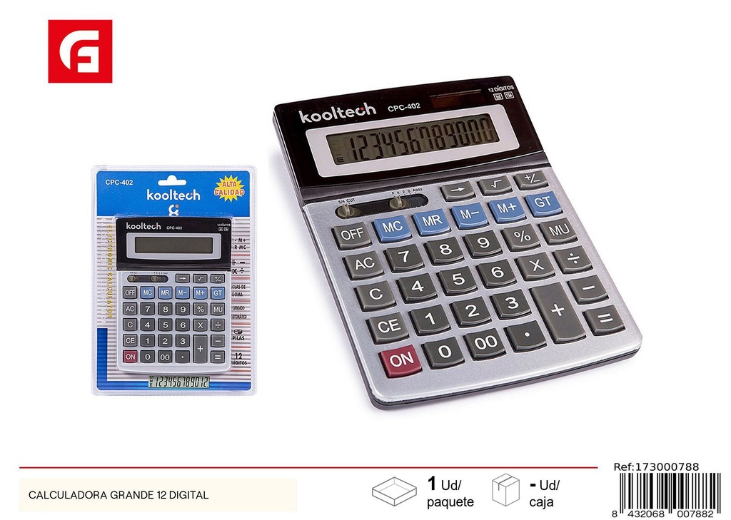 Calculadora grande 12 dígitos - Material de oficina y papelería