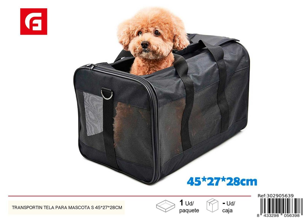 Transportín tela para mascota S 45x27x28cm - Transportines y accesorios para mascotas