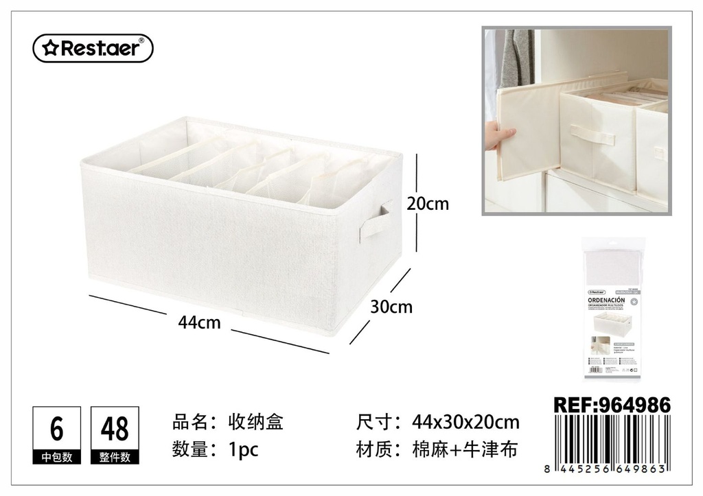 Organizador multiusos de algodón y lino 44*30*20 cm - Artículos de hogar y organización