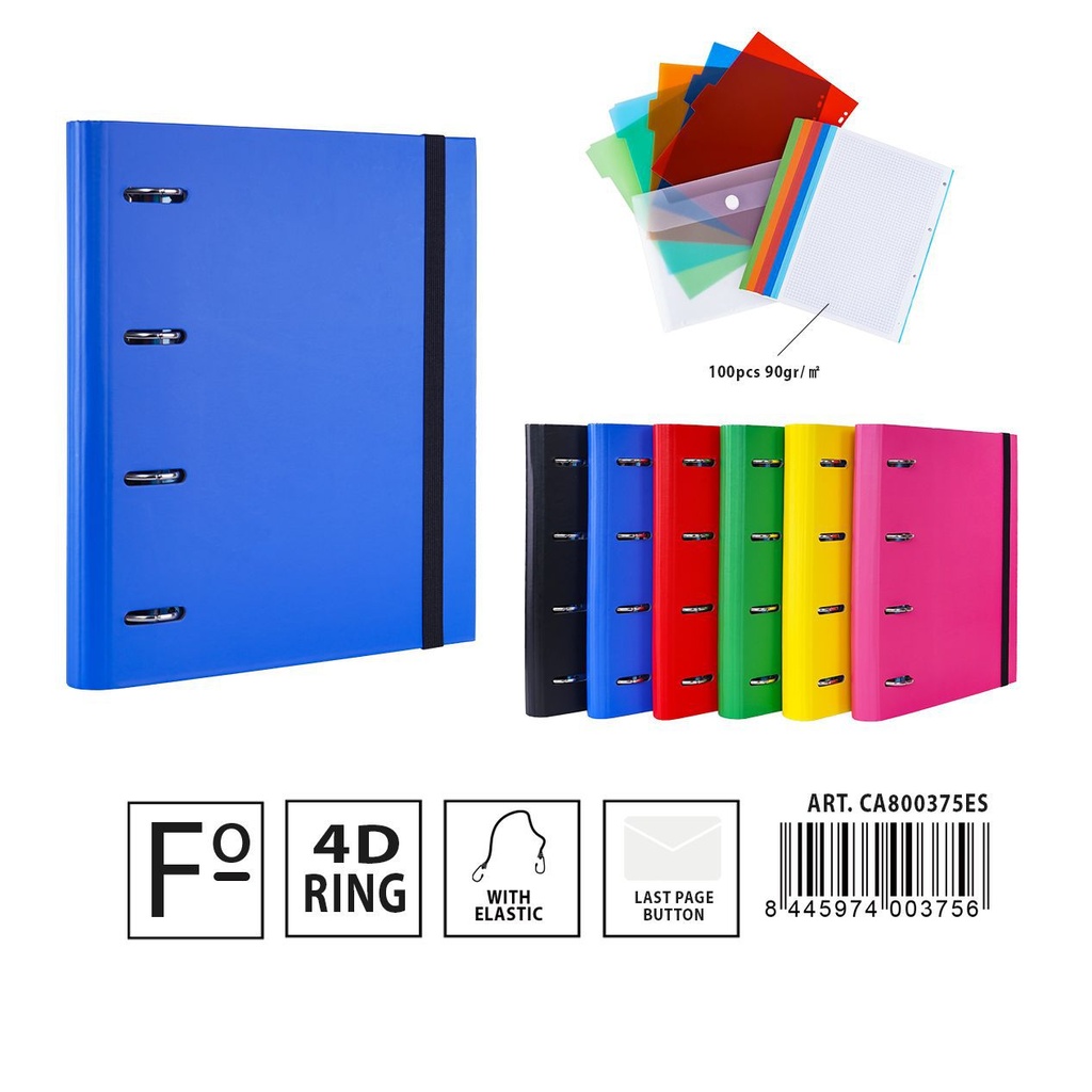 Carpeta multifunción 4 anillas D4 28*4*32 cm - Material de oficina y documentos