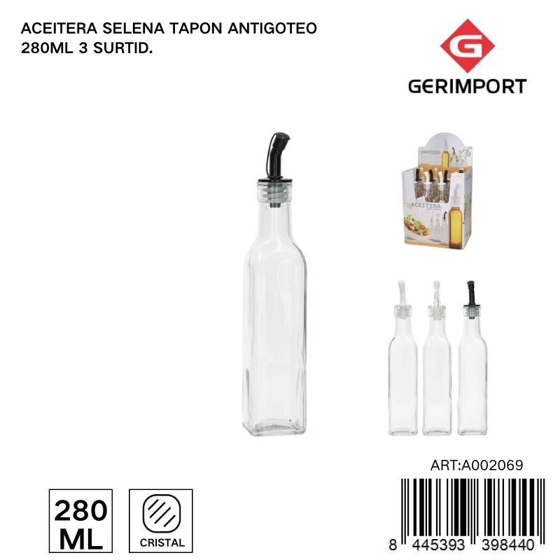 Acero anti goteo 280 ml - Envase de vidrio para líquidos