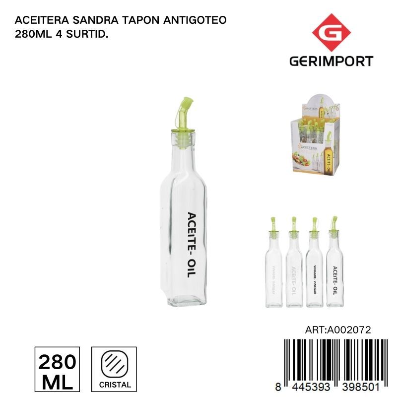 Acero anti goteo 280 ml - Envase de vidrio para líquidos