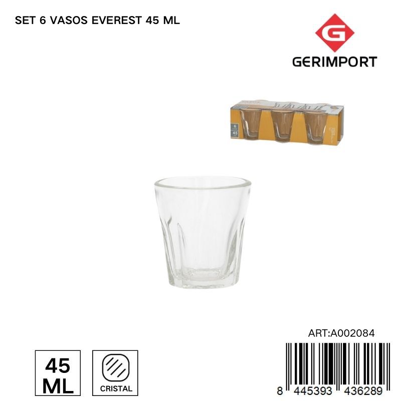 Set de 6 vasos Everest 45 ml - Tarros de vidrio para beber