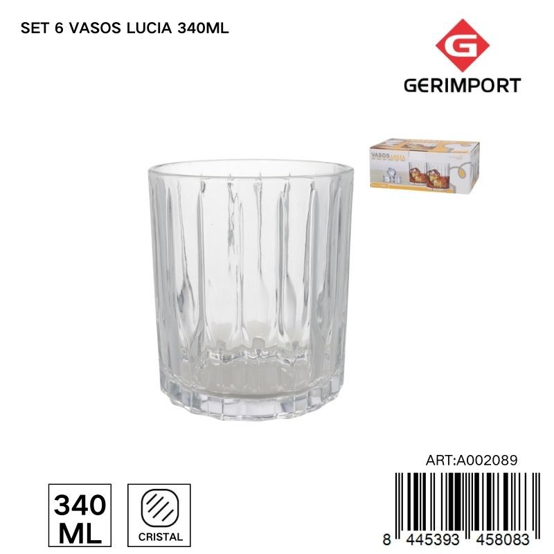 Set de 6 vasos Lucia 340 ml - Tarros de vidrio
