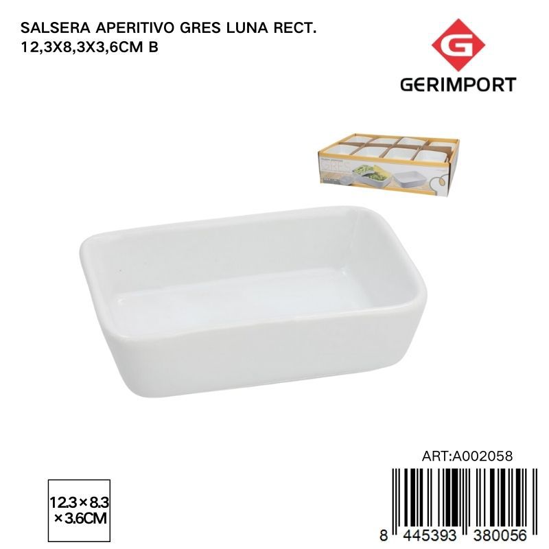 Salsiera aperitivo gres Luna rect. 12,3x8,3x3,6 cm - Cerámica para aperitivos