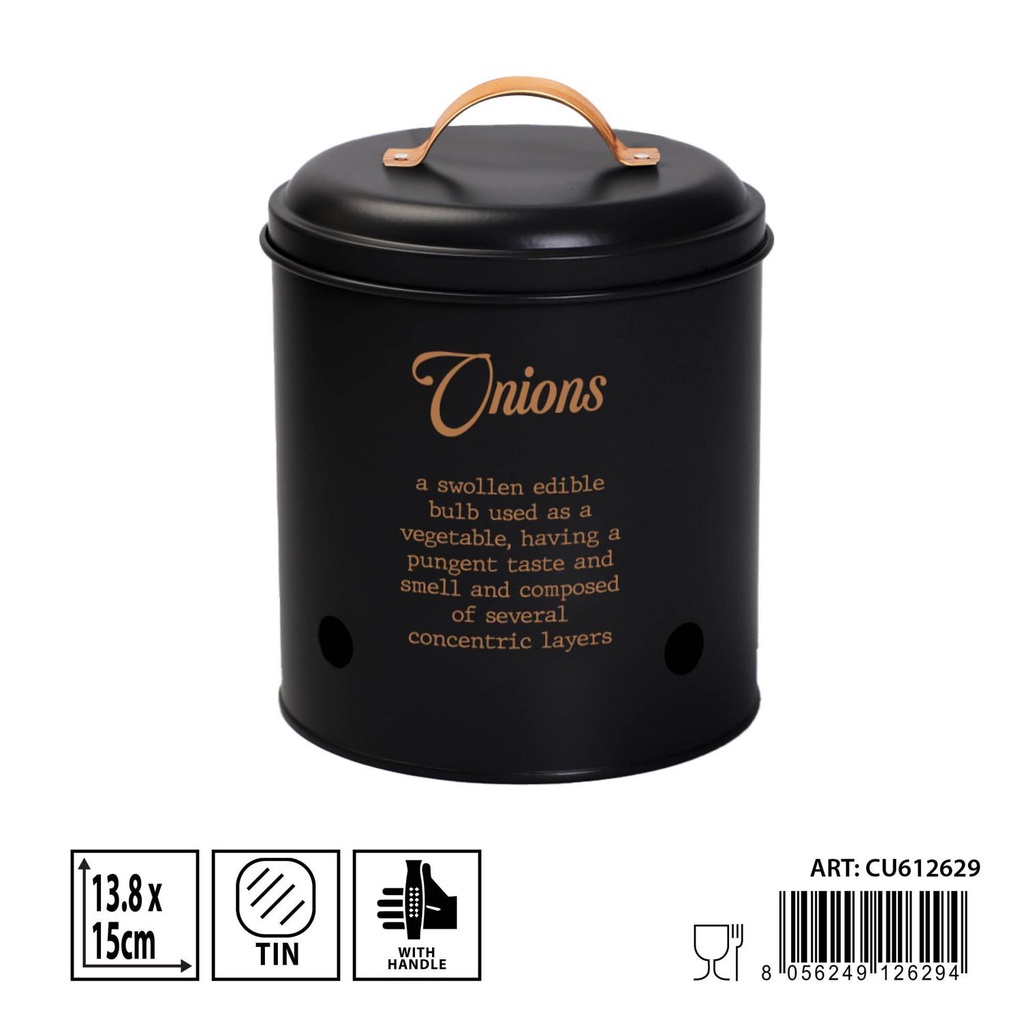 Bote para cebolla negro 13,8x15 cm - Tarro organizador