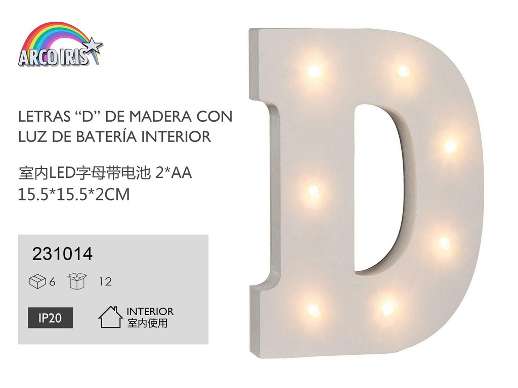 Letra con luz - D - Artículos de fiesta y decoración