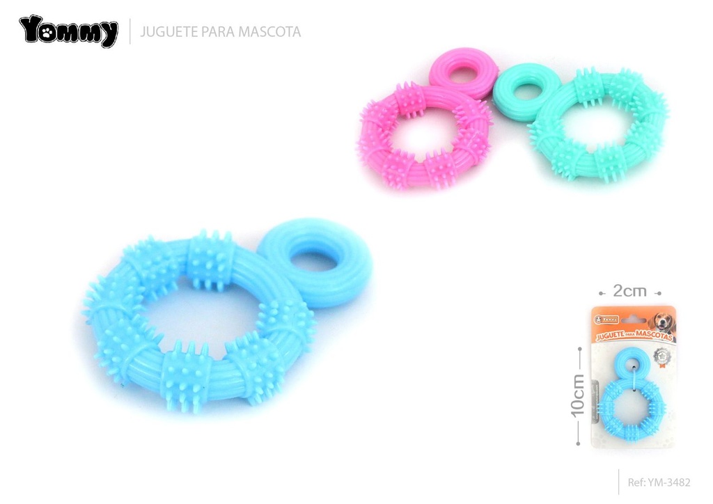 Juguete de goma para mascotas en forma de anillo 10x2 cm - Accesorios para mascotas