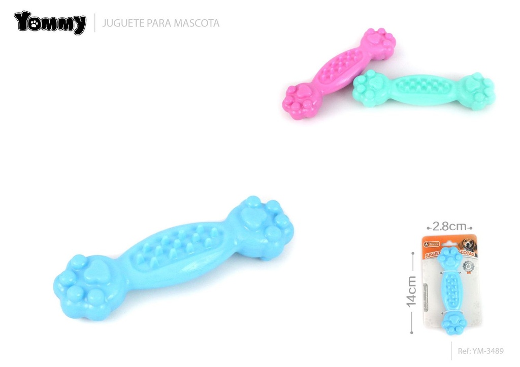 Juguete de goma con huellas en forma de hueso 14x2.8 cm - Accesorios para mascotas