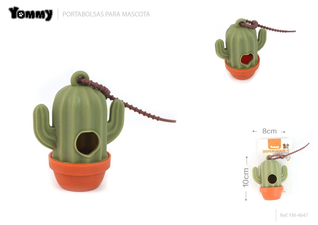 Portabolsas de mascotas en forma de cactus 10x8 cm - Accesorios para mascotas