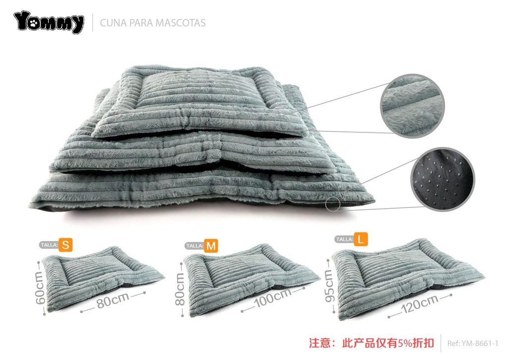 Colchoneta de perro de pelaje de conejo gris 3 piezas - Decoraciones para la comodidad de mascotas