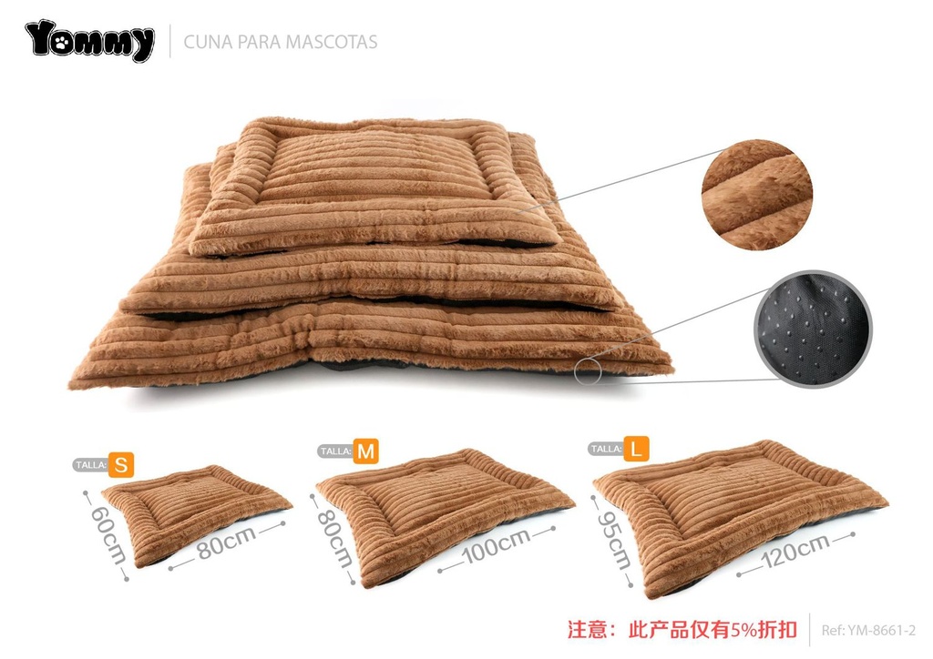 Colchoneta de perro de pelaje de conejo marrón 3 piezas - Accesorios elegantes para descanso