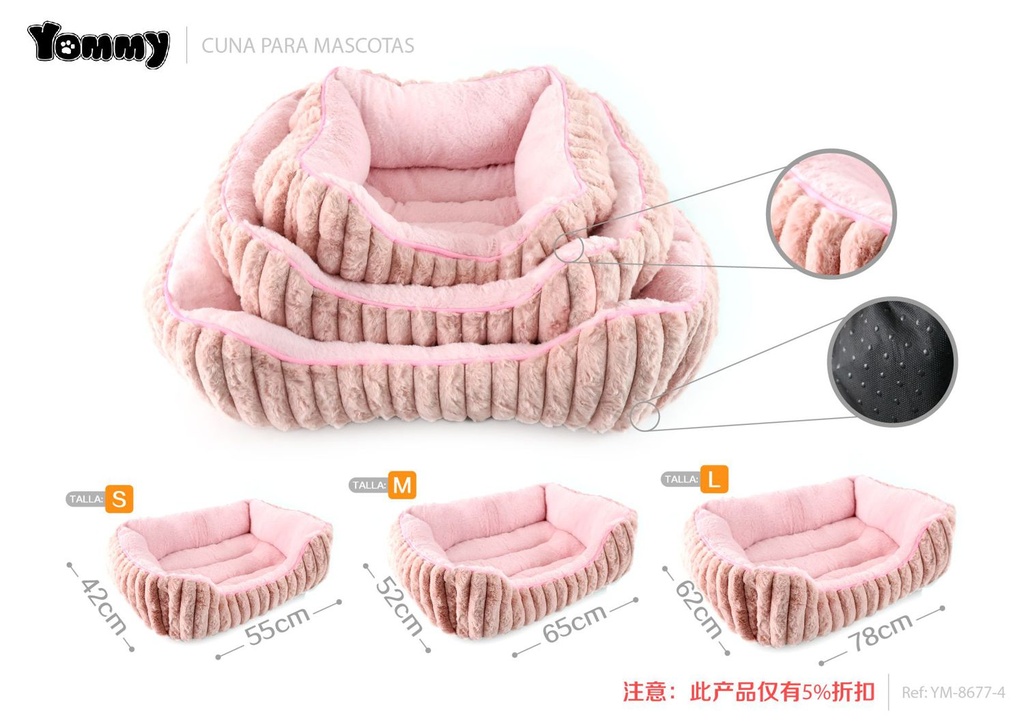 Colchoneta de pelaje de conejo color carne 3 piezas - Estilo encantador para mascotas