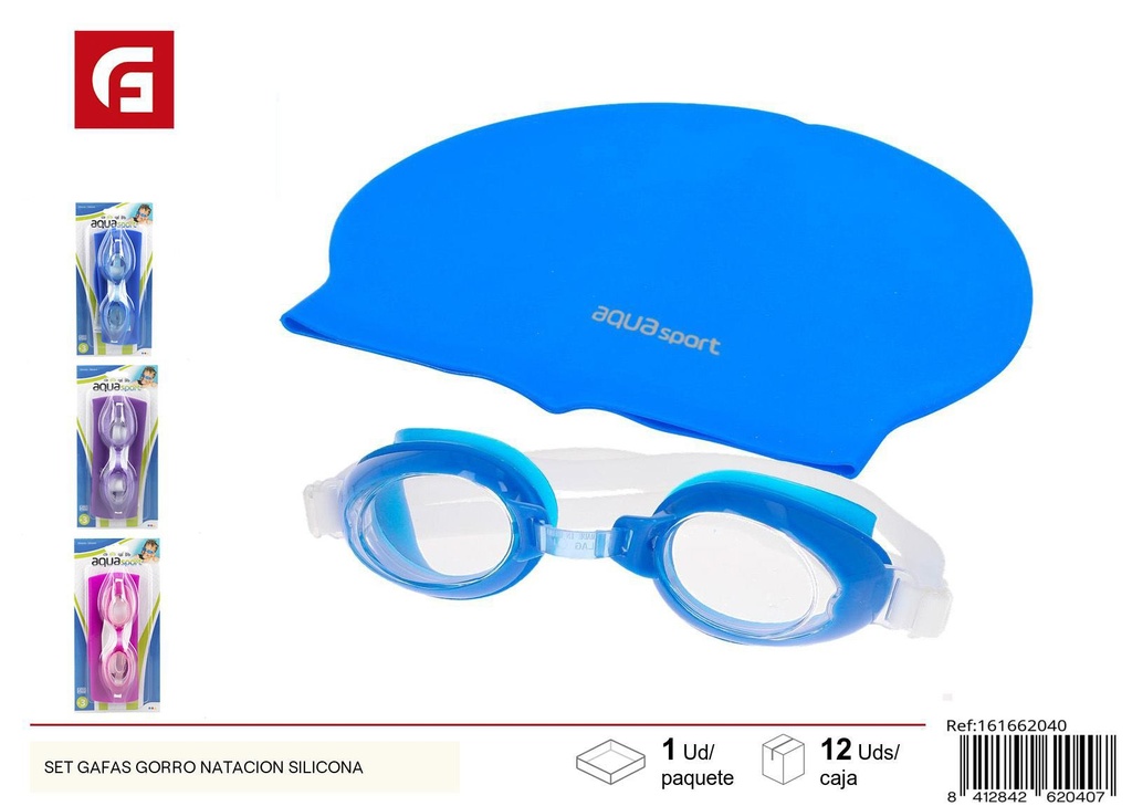 Set de gafas y gorro de natación de silicona - Equipamiento acuático