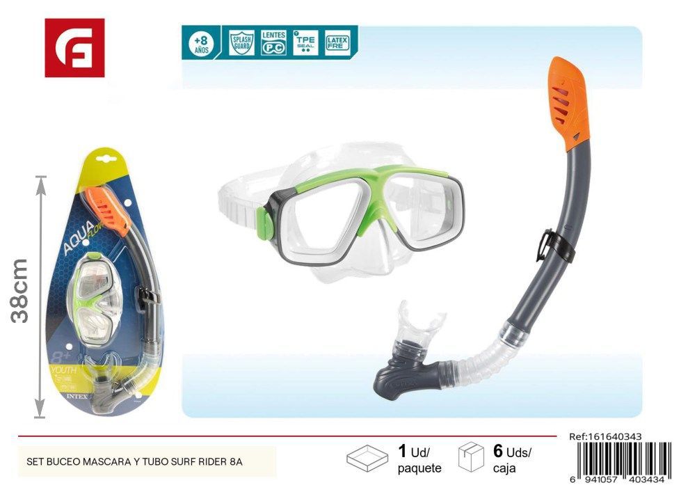 Set buceo máscara y tubo Surf Rider +8 años - Productos de verano y accesorios de natación