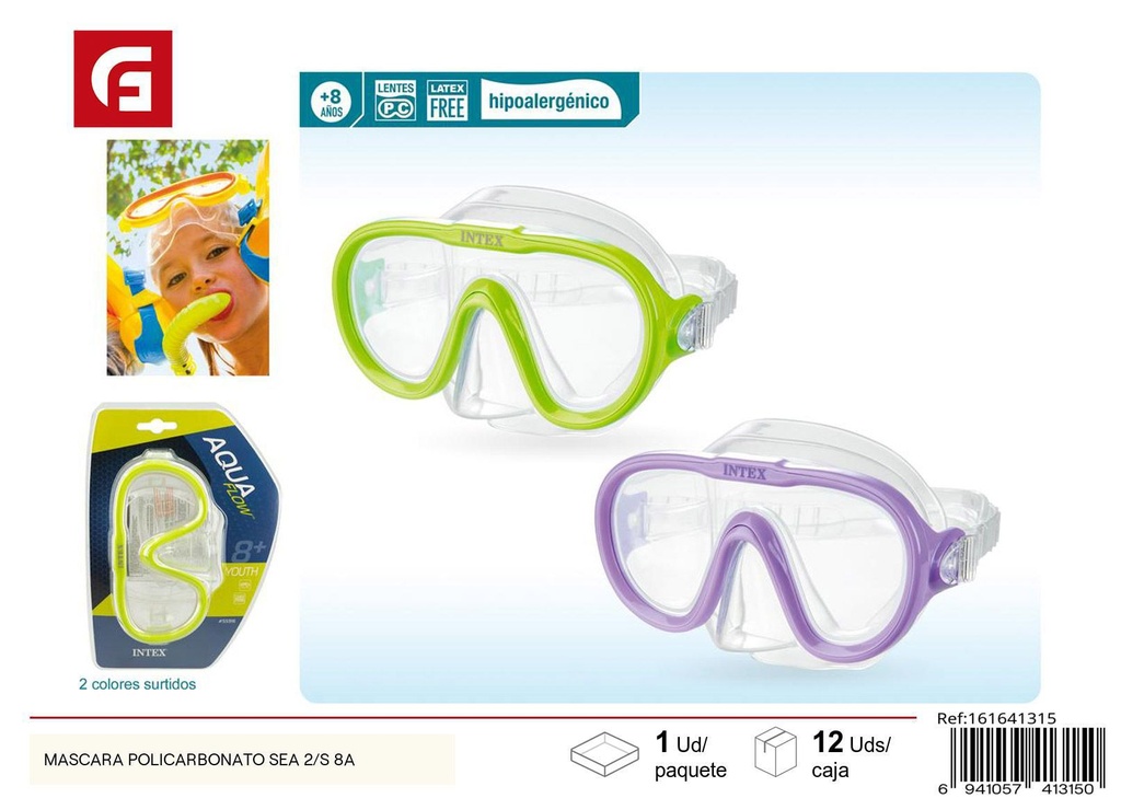 Máscara de policarbonato Sea 2/S +8 años - Equipamiento de natación