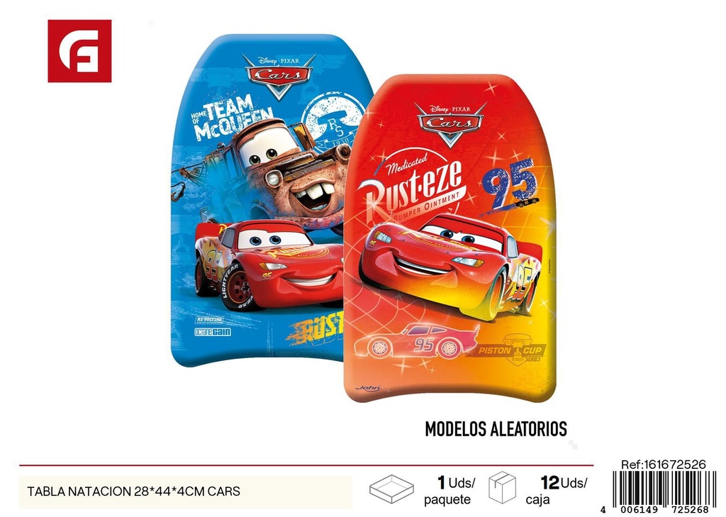 Tabla de natación Cars 28*44*4cm - Accesorios de verano y juguetes inflables