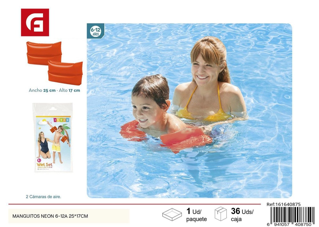 Manguitos neón 6-12A 25x17cm - Productos de verano e inflables infantiles