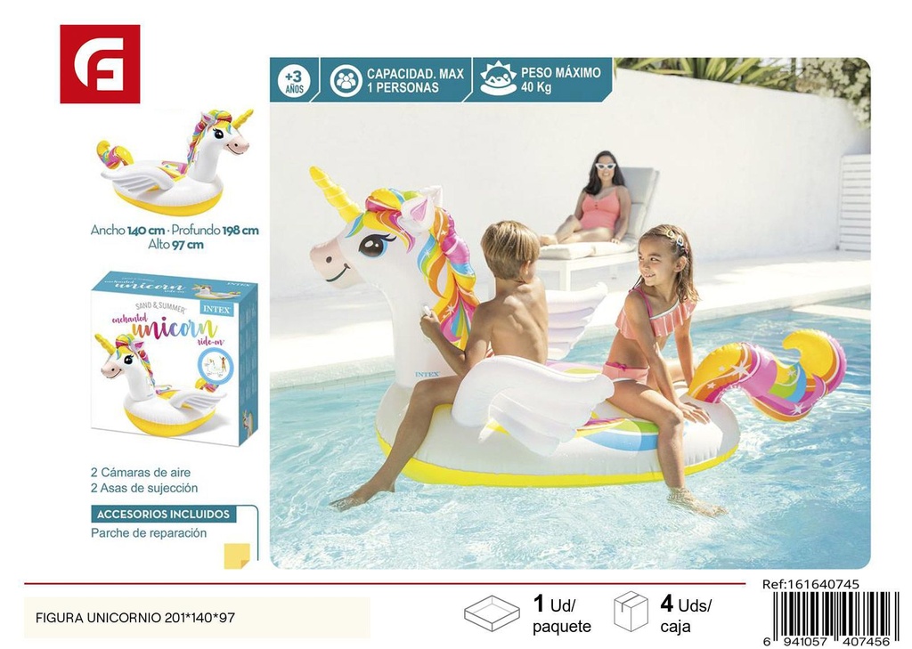 Figura unicornio 201x140x97cm - Productos de verano e inflables infantiles