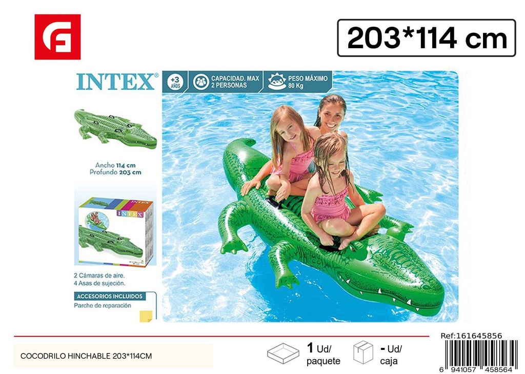 Colchoneta inflable cocodrilo 203*114 cm - Flotadores y accesorios de verano