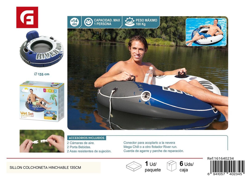 Sillón colchoneta hinchable 135cm - Productos de verano e inflables adultos