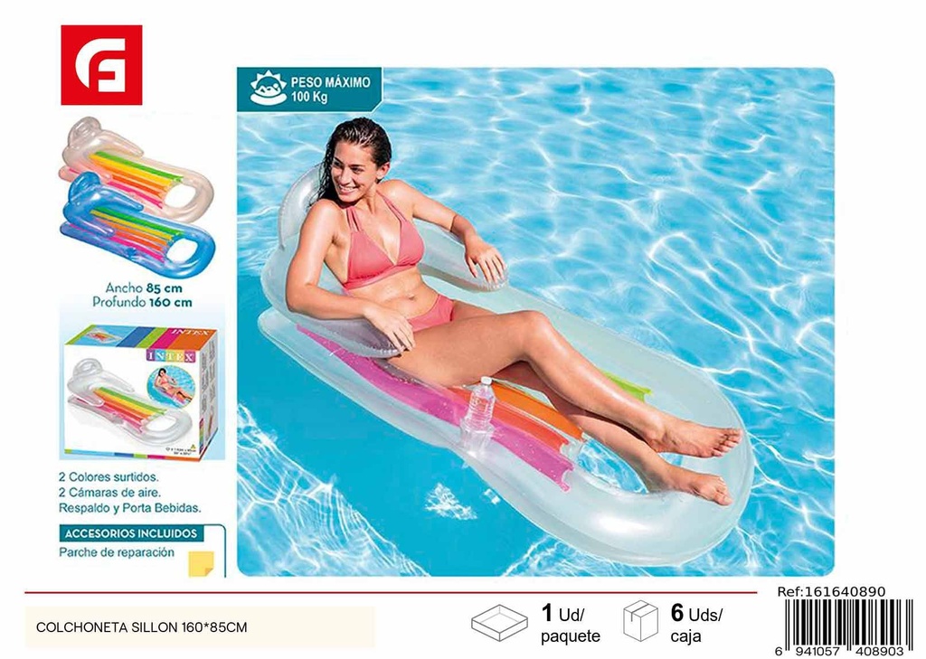 Colchoneta hinchable en forma de sillón 160x85 cm - Flotadores para adultos