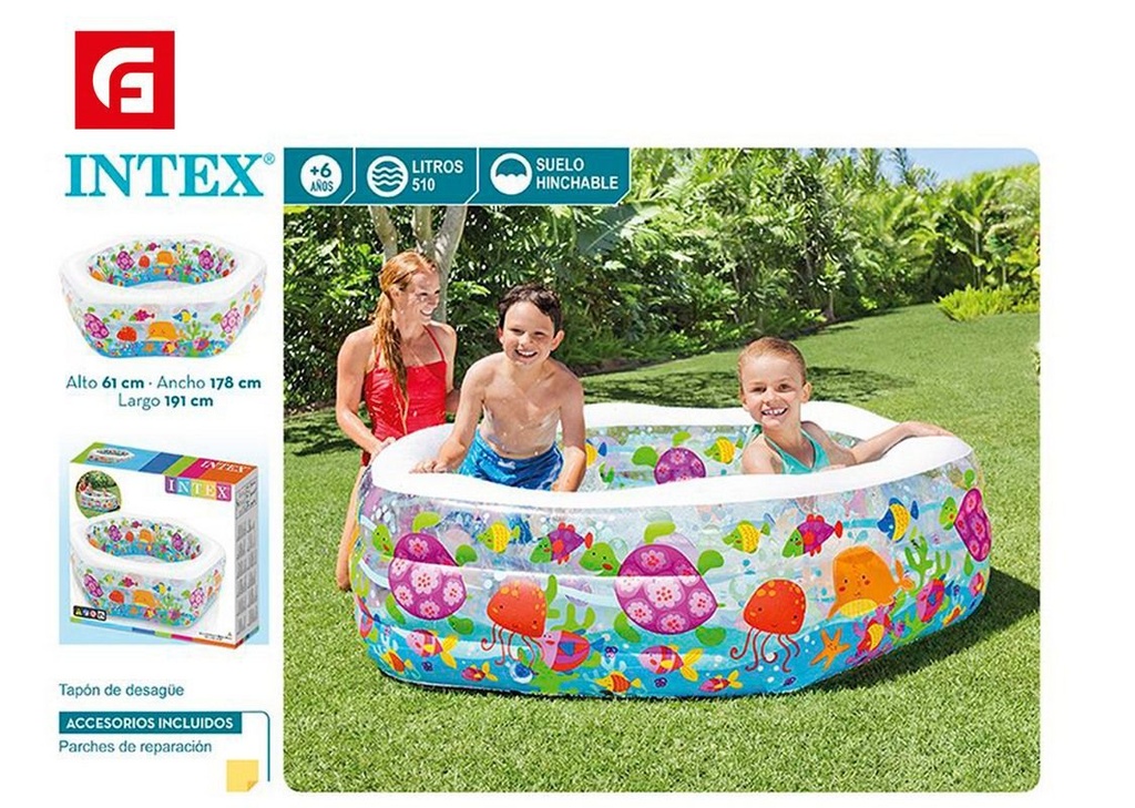 Piscina hinchable acuario 191*178*61 cm - Accesorios de piscina y verano