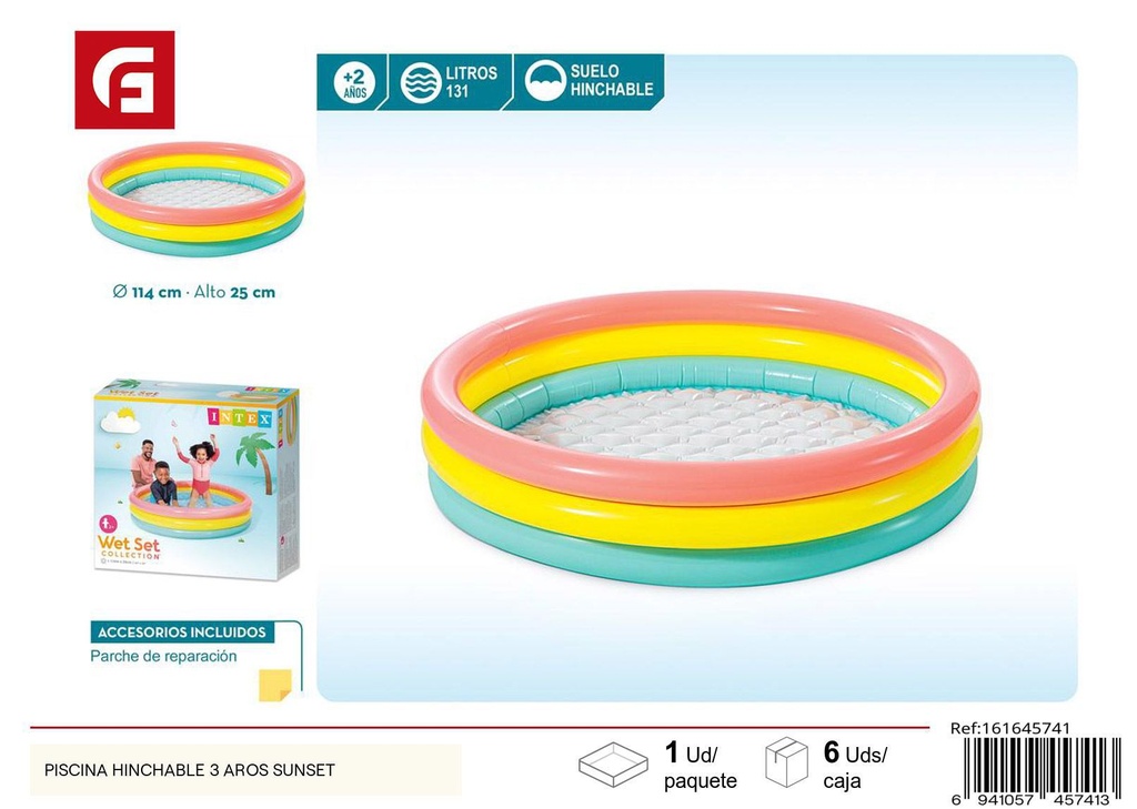 Piscina hinchable 3 aros Sunset - Accesorios de piscina y verano