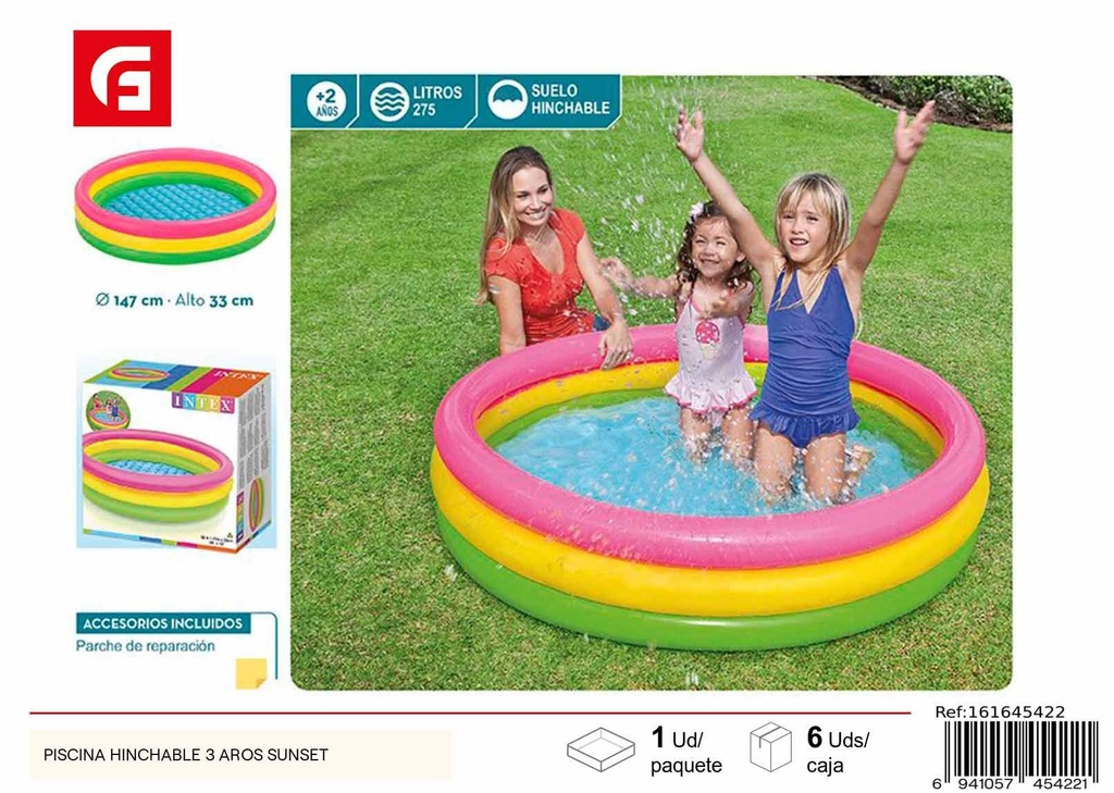 Piscina hinchable 3 aros Sunset - Accesorios de piscina y verano