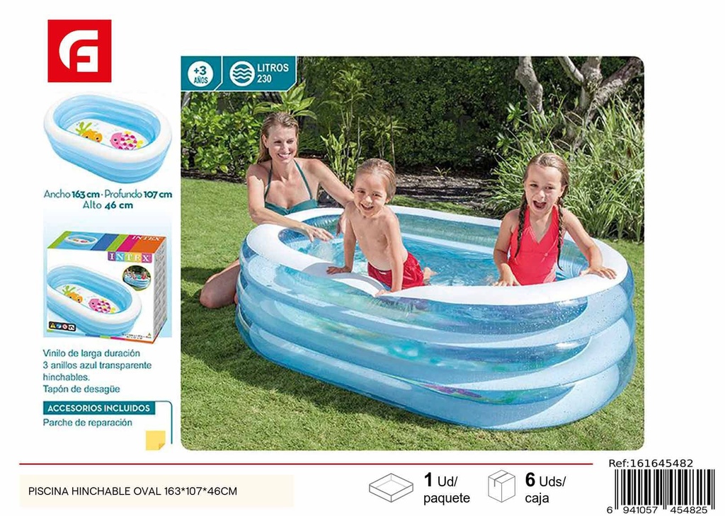 Piscina hinchable oval 163*107*46 cm - Accesorios de piscina y verano