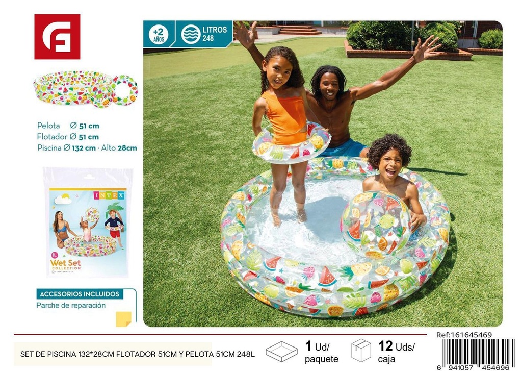 Set de piscina 132*28 cm flotador 51 cm y pelota 51 cm 248L - Accesorios de piscina y verano