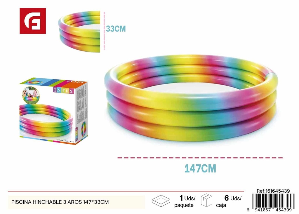Piscina hinchable 3 aros 147*33 cm - Accesorios de piscina y verano