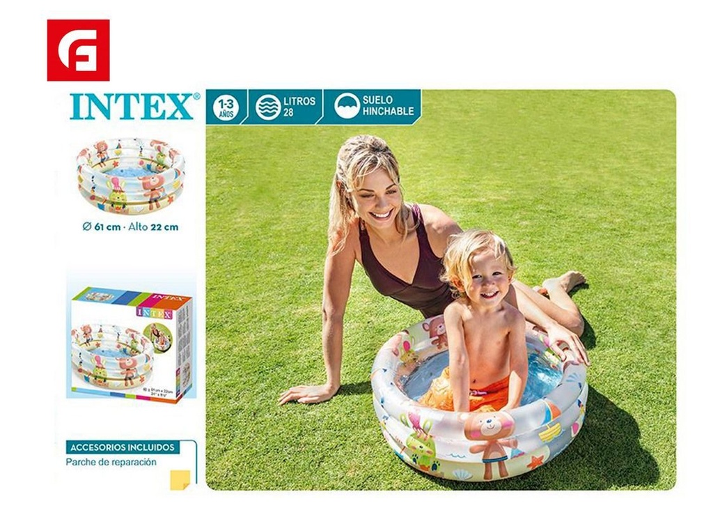 Piscina bebé Dino 3 aros 61x22cm - Productos de verano y piscinas infantiles