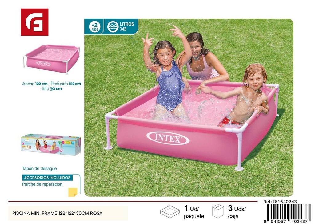 Piscina mini frame 122x122x30cm rosa - Productos de verano y piscinas inflables