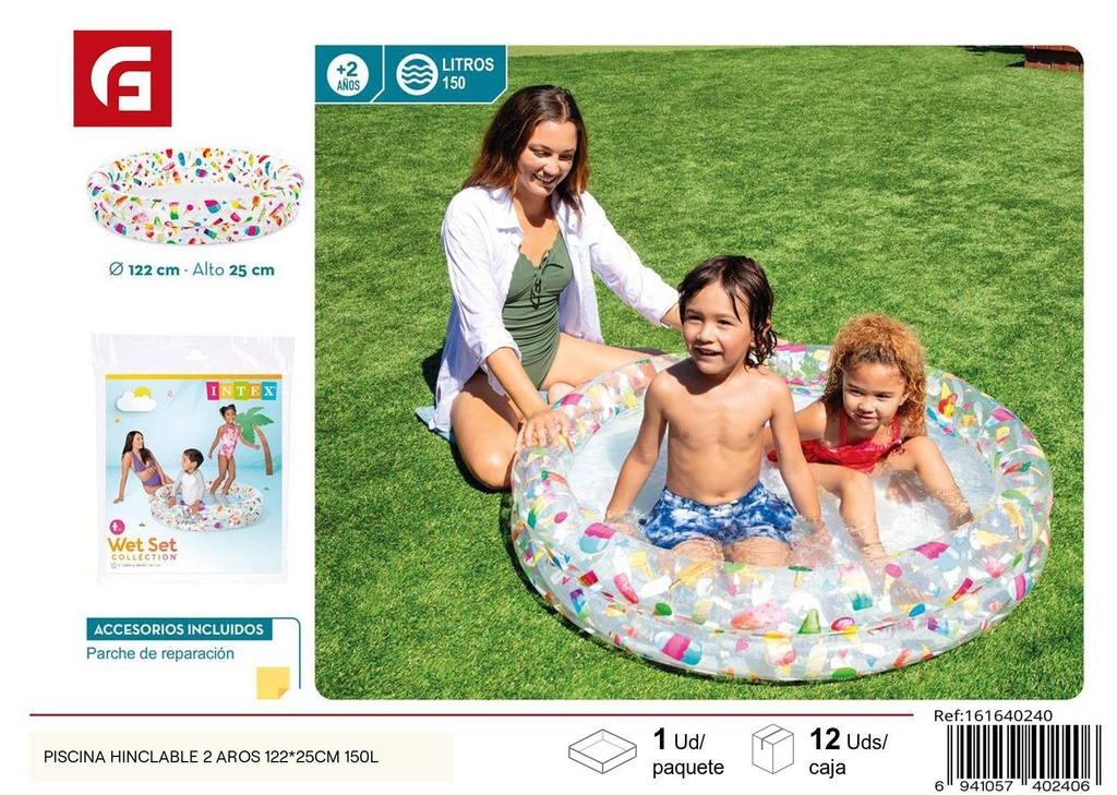 Piscina hinchable 2 aros 122x25cm 150L - Productos de verano y piscinas inflables