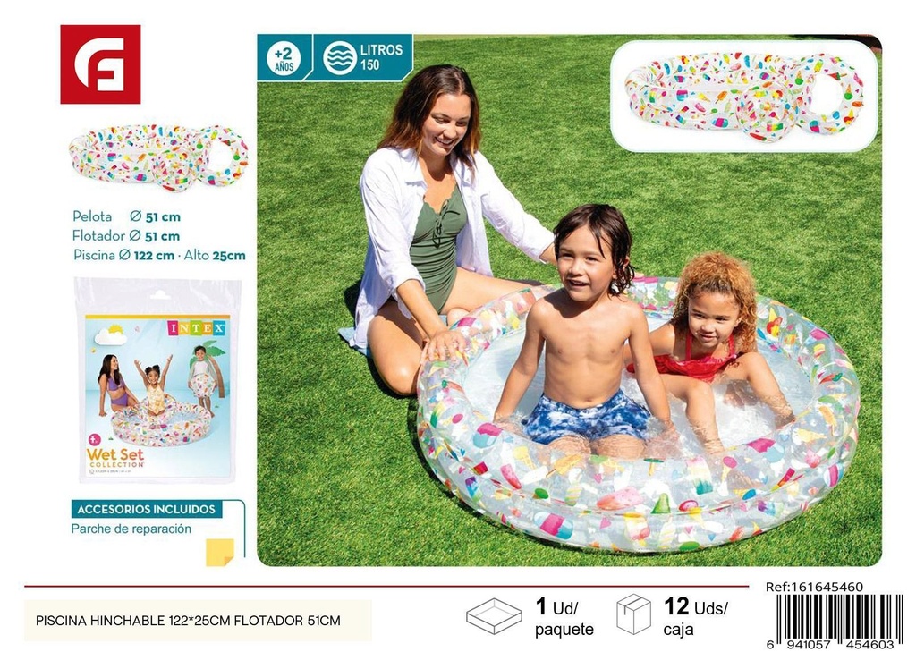 Piscina hinchable 122*25 cm flotador 51 cm - Accesorios de piscina y verano
