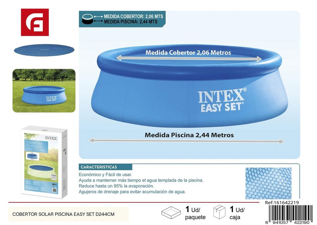 Cobertor solar para piscina Easy Set D244 cm - Accesorios de verano y para piscinas