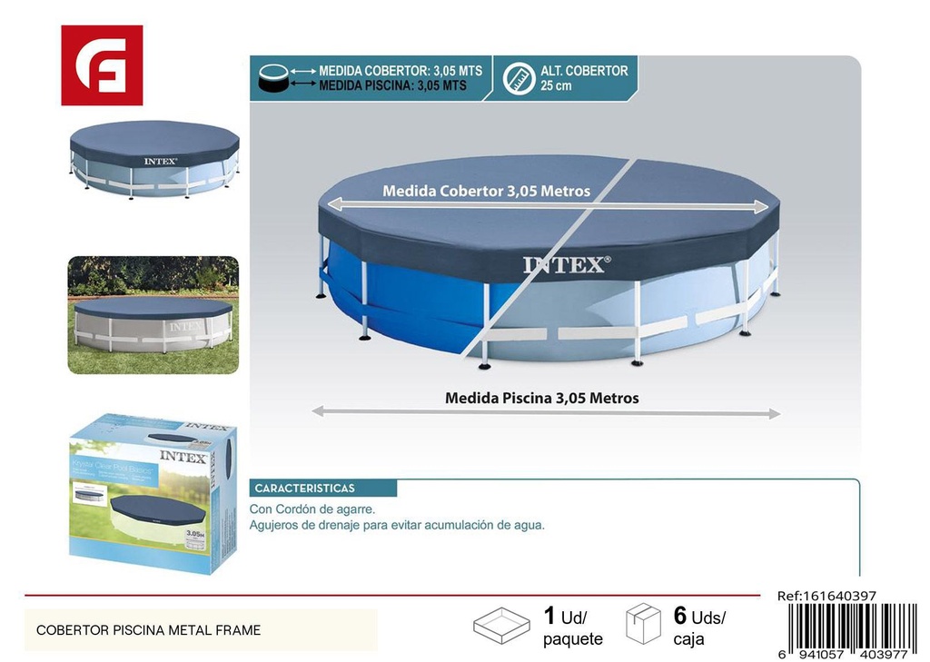 Cobertor de piscina marco metálico - Accesorios para verano y protección de piscinas