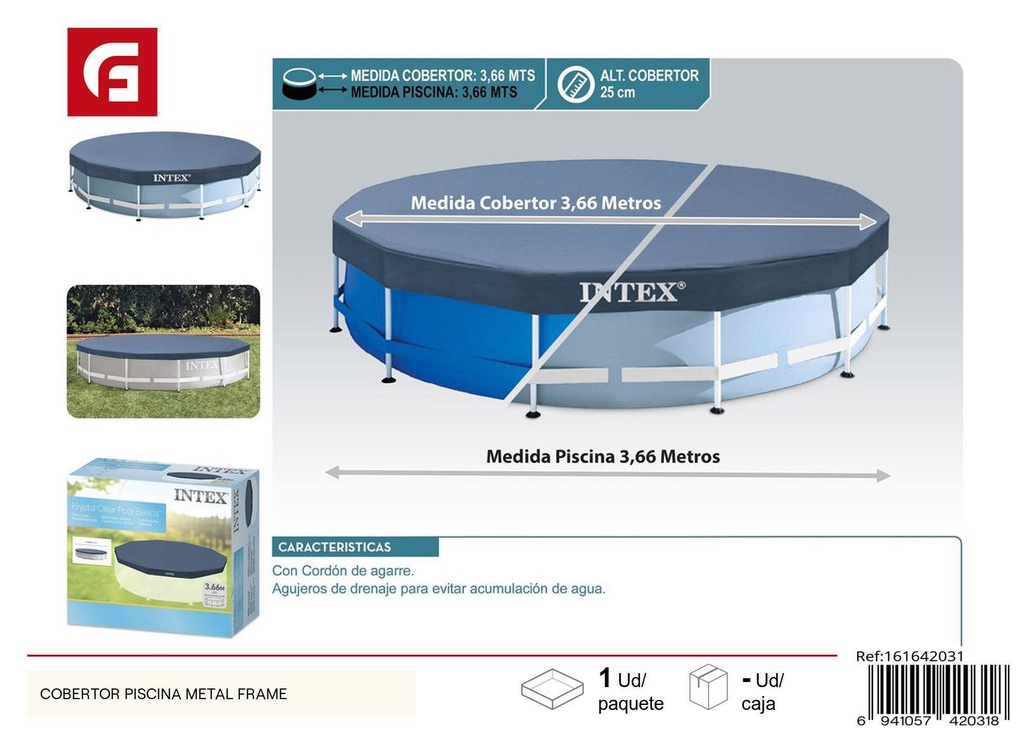 Cobertor de piscina con marco metálico - Artículos de verano y piscinas
